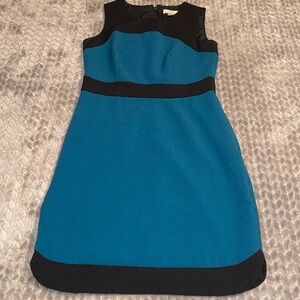 LOFT Women's Dress Sheath Sleeveless Size 0.  Dark Teal and Black.